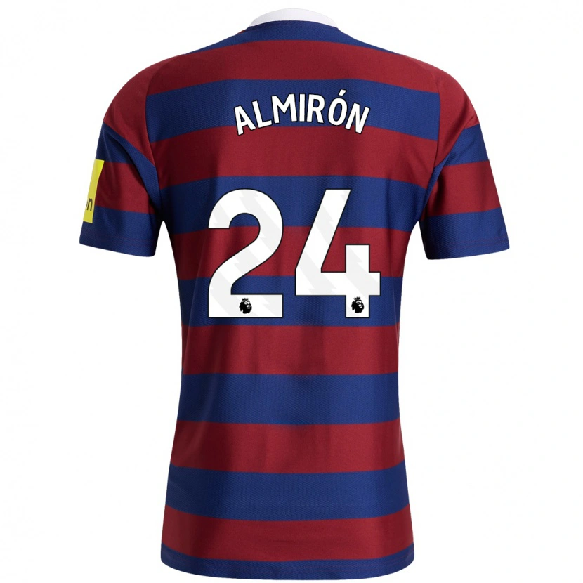 Danxen Heren Miguel Almirón #24 Bordeauxrood Marineblauw Uitshirt Uittenue 2024/25 T-Shirt