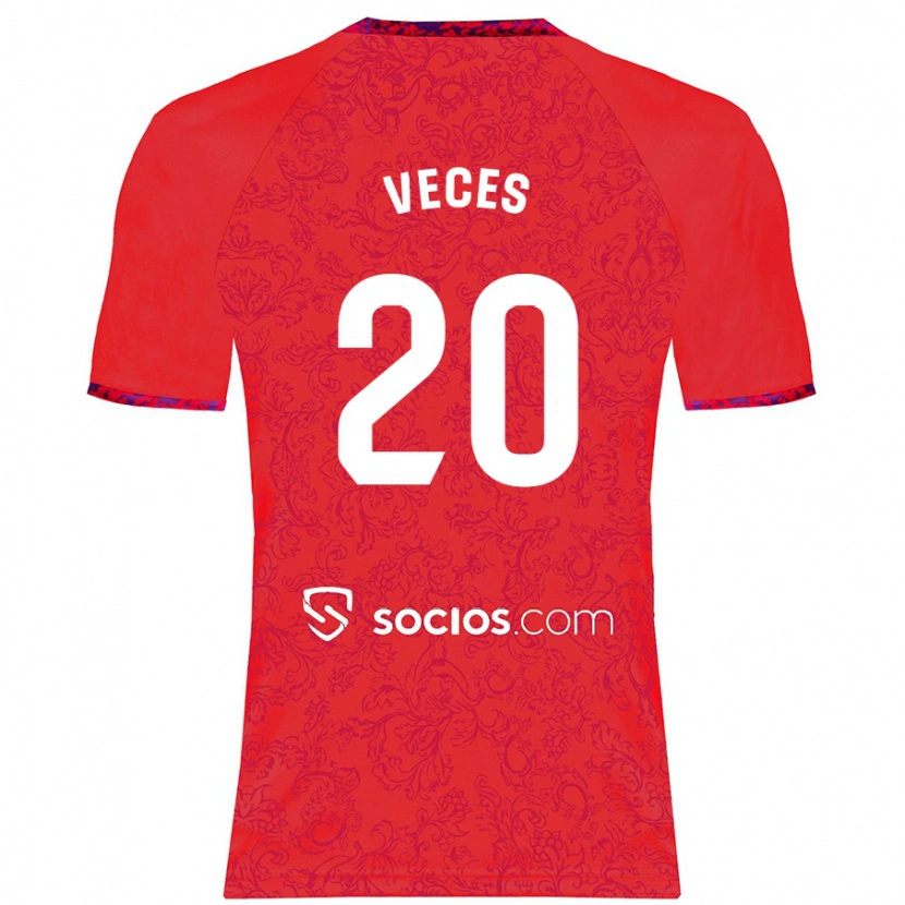 Danxen Heren Sergio Veces #20 Rood Uitshirt Uittenue 2024/25 T-Shirt