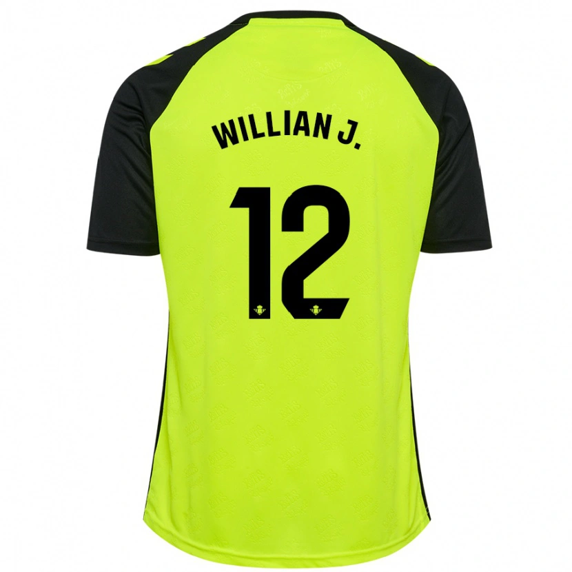Danxen Heren Willian José #12 Fluorescerend Geel Zwart Uitshirt Uittenue 2024/25 T-Shirt