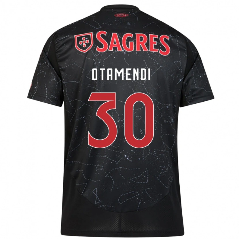 Danxen Heren Nicolás Otamendi #30 Zwart Rood Uitshirt Uittenue 2024/25 T-Shirt