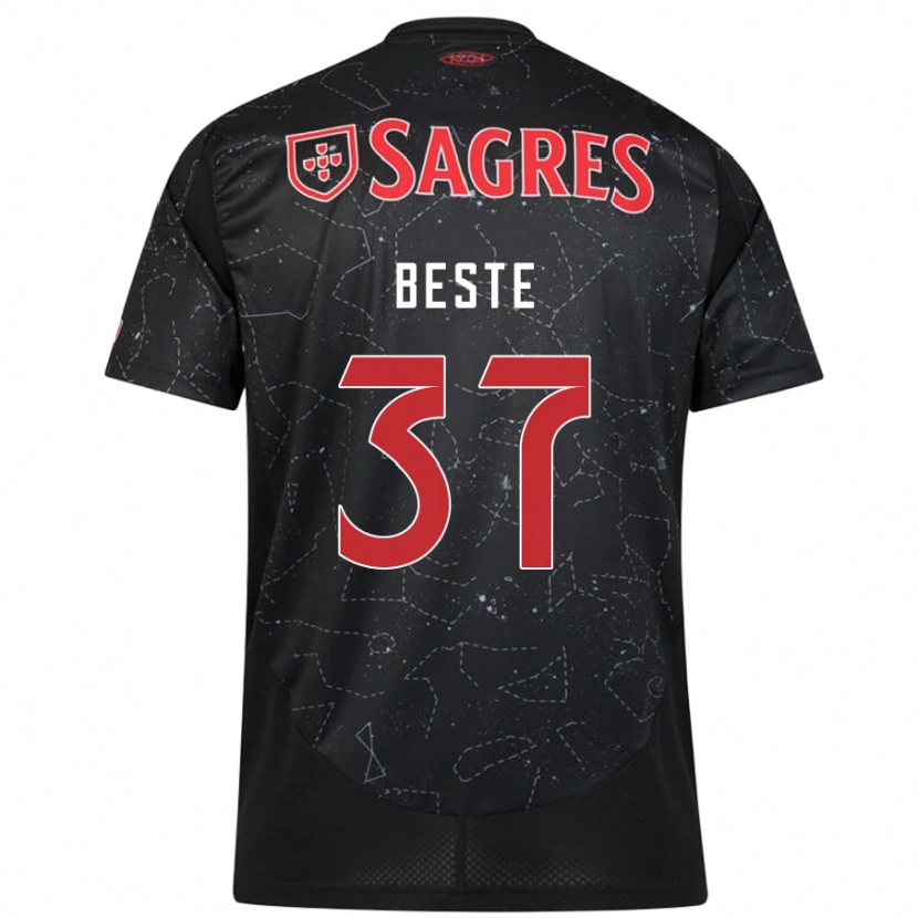 Danxen Heren Jan-Niklas Beste #37 Zwart Rood Uitshirt Uittenue 2024/25 T-Shirt