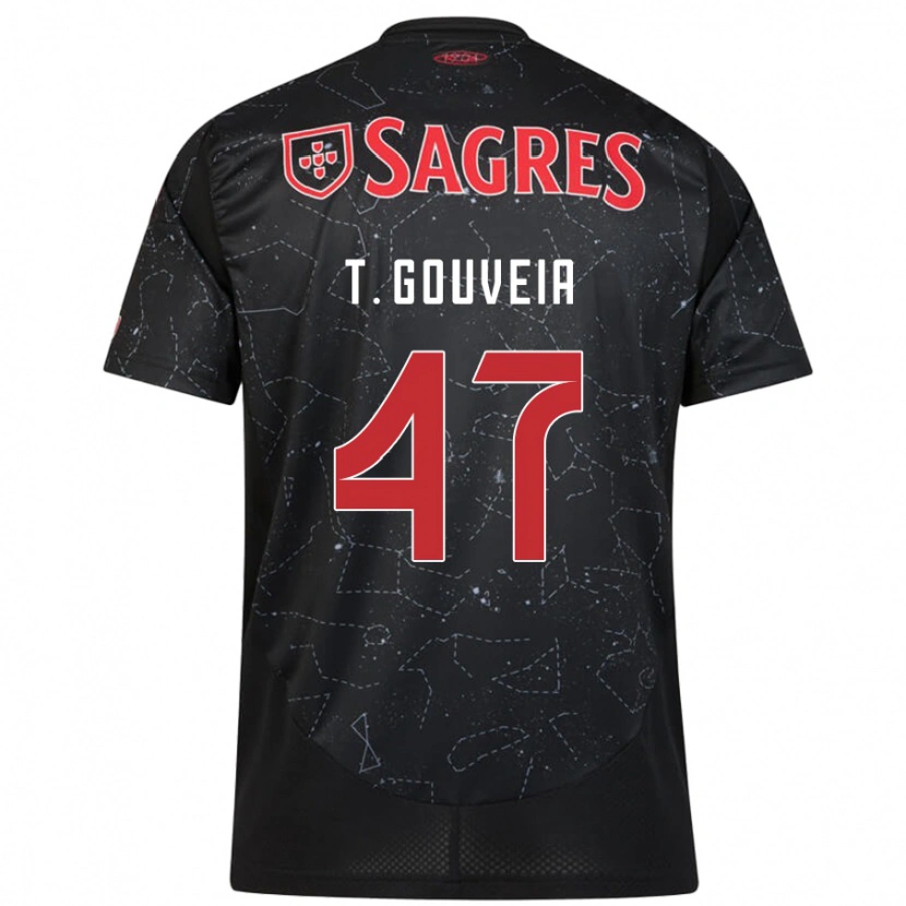 Danxen Heren Tiago Gouveia #47 Zwart Rood Uitshirt Uittenue 2024/25 T-Shirt