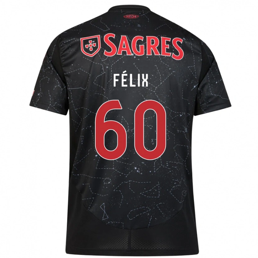 Danxen Heren Nuno Félix #60 Zwart Rood Uitshirt Uittenue 2024/25 T-Shirt
