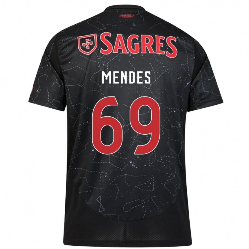 Danxen Heren Vladimir Mendes #69 Zwart Rood Uitshirt Uittenue 2024/25 T-Shirt