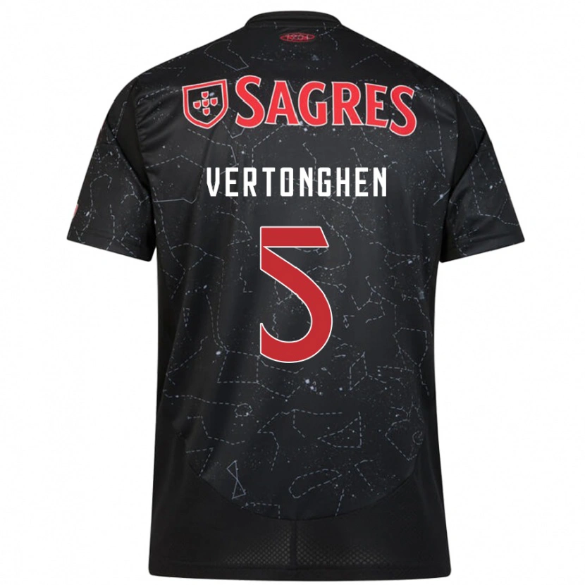 Danxen Heren Jan Vertonghen #5 Zwart Rood Uitshirt Uittenue 2024/25 T-Shirt