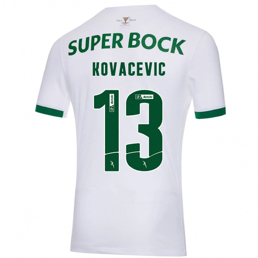 Danxen Heren Vladan Kovacevic #13 Wit Groen Uitshirt Uittenue 2024/25 T-Shirt