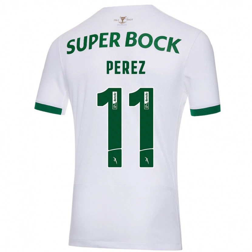 Danxen Heren Brenda Pérez #11 Wit Groen Uitshirt Uittenue 2024/25 T-Shirt