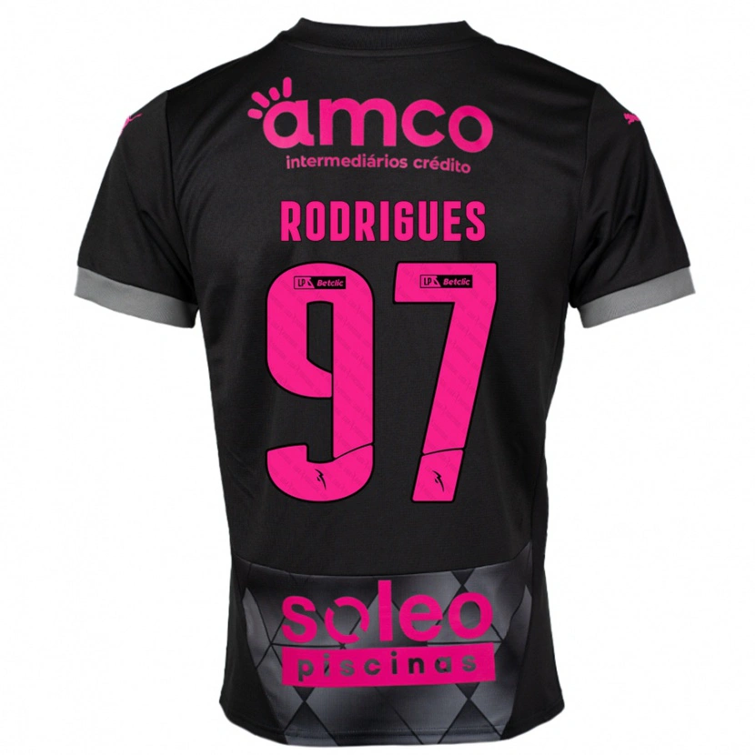 Danxen Heren Dinis Rodrigues #97 Zwart Roze Uitshirt Uittenue 2024/25 T-Shirt