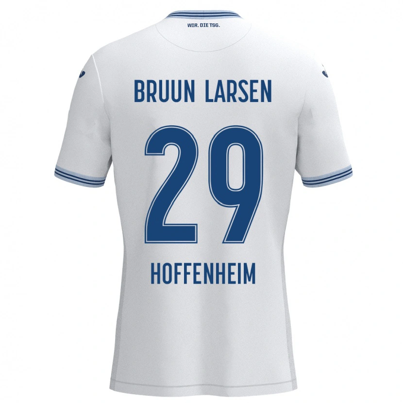 Danxen Heren Jacob Bruun Larsen #29 Wit Blauw Uitshirt Uittenue 2024/25 T-Shirt