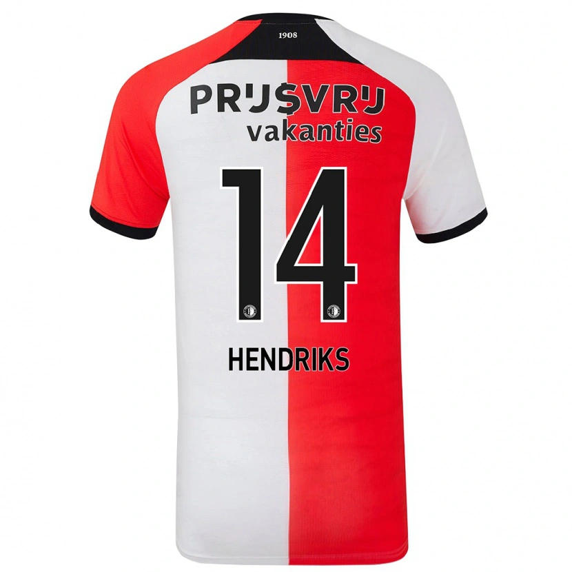 Danxen Dames Kim Hendriks #14 Rood Wit Thuisshirt Thuistenue 2024/25 T-Shirt