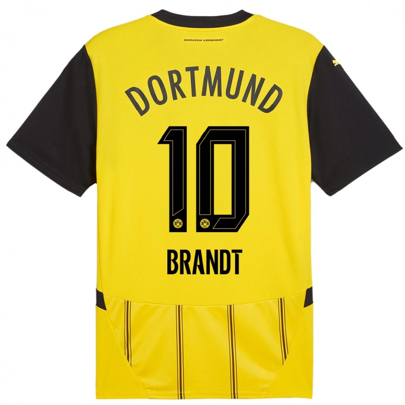 Danxen Dames Julian Brandt #10 Geel Zwart Thuisshirt Thuistenue 2024/25 T-Shirt