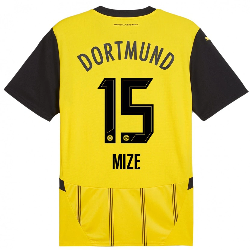 Danxen Dames Jack Mize #15 Geel Zwart Thuisshirt Thuistenue 2024/25 T-Shirt