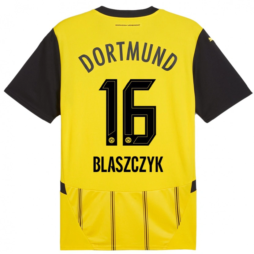 Danxen Dames Oliwer Blaszczyk #16 Geel Zwart Thuisshirt Thuistenue 2024/25 T-Shirt