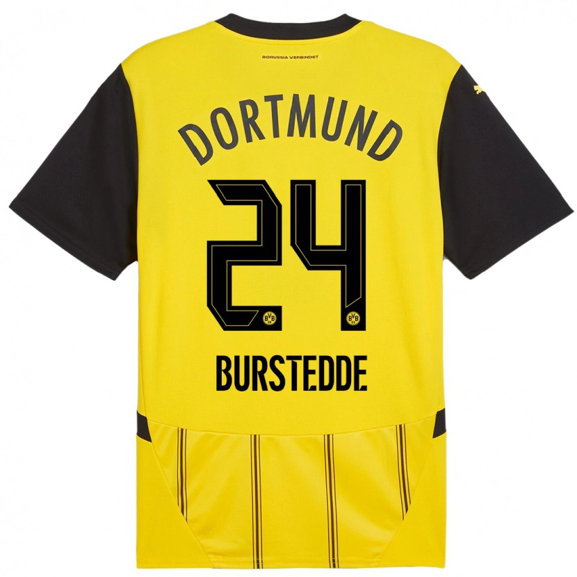Danxen Dames Joshua Burstedde #24 Geel Zwart Thuisshirt Thuistenue 2024/25 T-Shirt