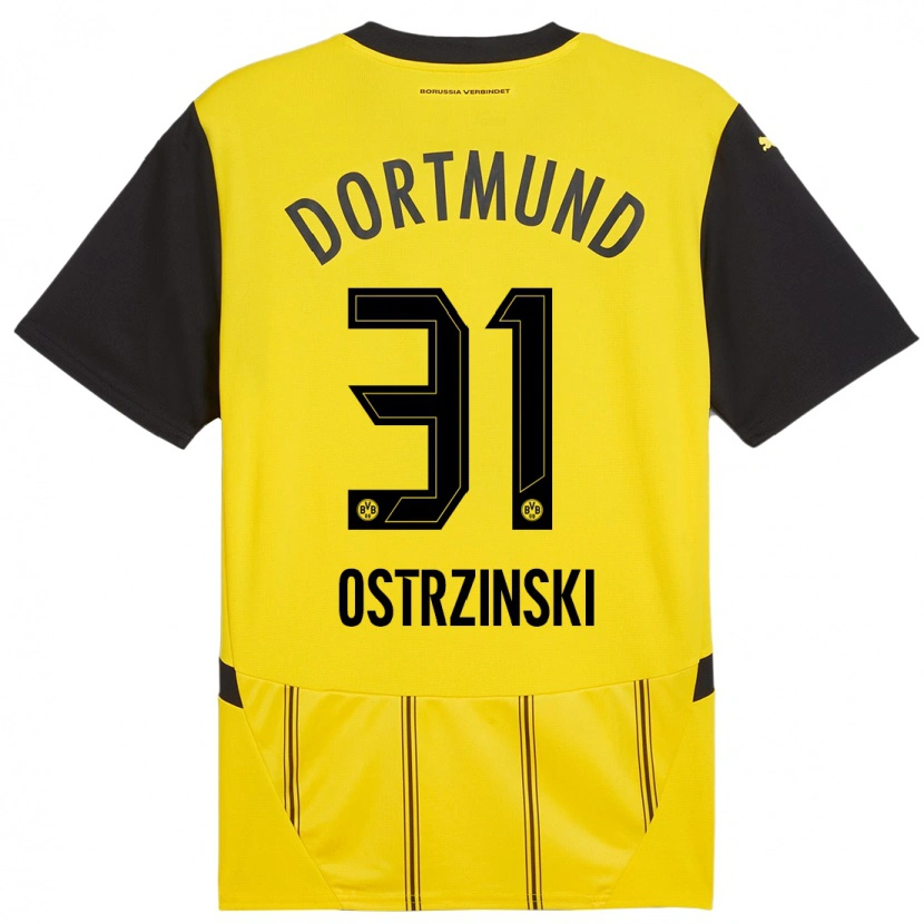 Danxen Dames Silas Ostrzinski #31 Geel Zwart Thuisshirt Thuistenue 2024/25 T-Shirt