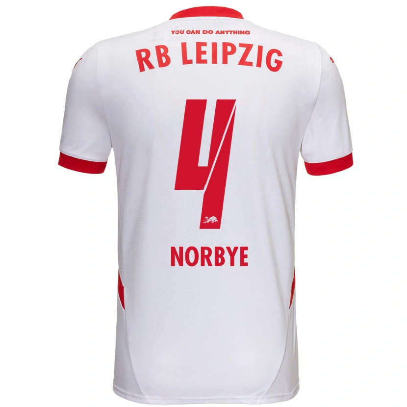 Danxen Dames Jonathan Norbye #4 Wit Rood Thuisshirt Thuistenue 2024/25 T-Shirt