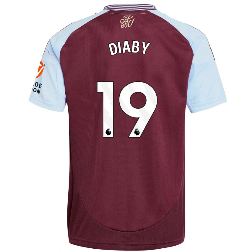 Danxen Dames Moussa Diaby #19 Bordeaux Hemelsblauw Thuisshirt Thuistenue 2024/25 T-Shirt