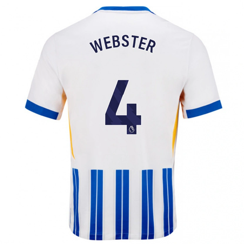 Danxen Dames Adam Webster #4 Wit Blauwe Krijtstrepen Thuisshirt Thuistenue 2024/25 T-Shirt