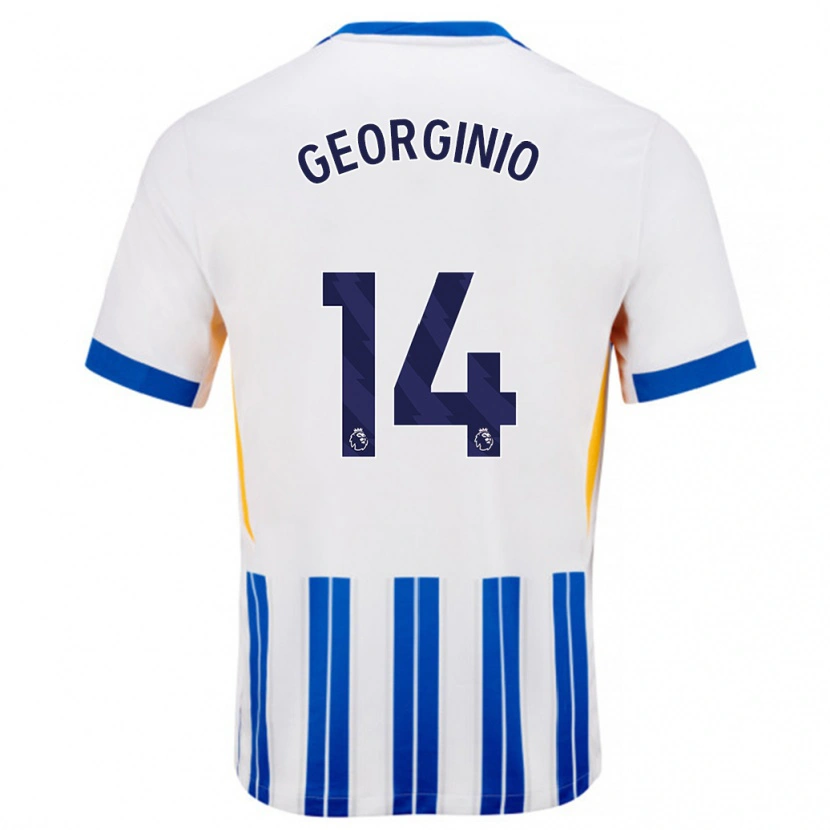 Danxen Dames Georginio Rutter #14 Wit Blauwe Krijtstrepen Thuisshirt Thuistenue 2024/25 T-Shirt