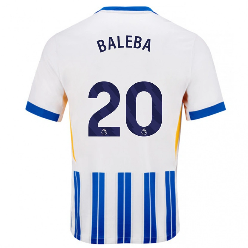 Danxen Dames Carlos Baleba #20 Wit Blauwe Krijtstrepen Thuisshirt Thuistenue 2024/25 T-Shirt