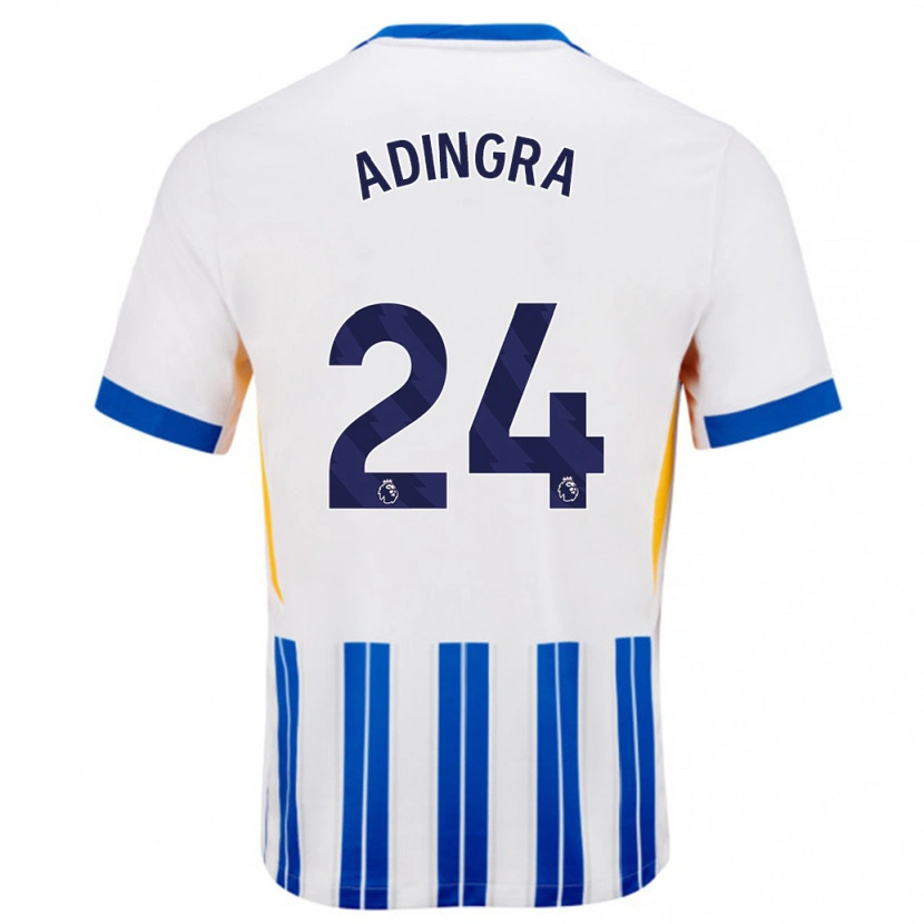 Danxen Dames Simon Adingra #24 Wit Blauwe Krijtstrepen Thuisshirt Thuistenue 2024/25 T-Shirt