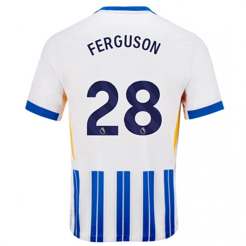 Danxen Dames Evan Ferguson #28 Wit Blauwe Krijtstrepen Thuisshirt Thuistenue 2024/25 T-Shirt