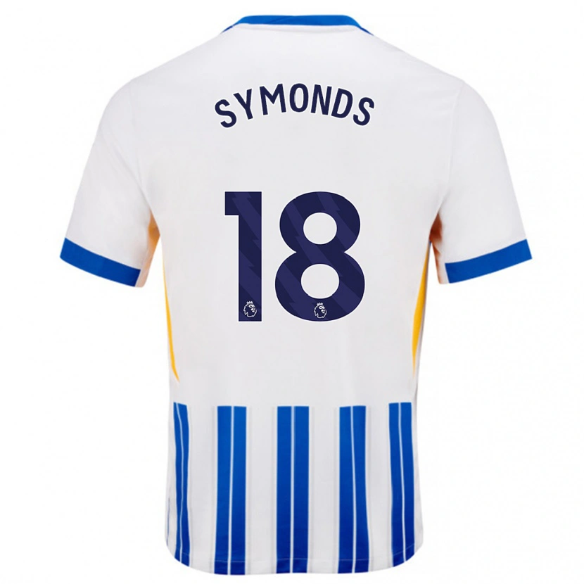 Danxen Dames Maisie Symonds #18 Wit Blauwe Krijtstrepen Thuisshirt Thuistenue 2024/25 T-Shirt
