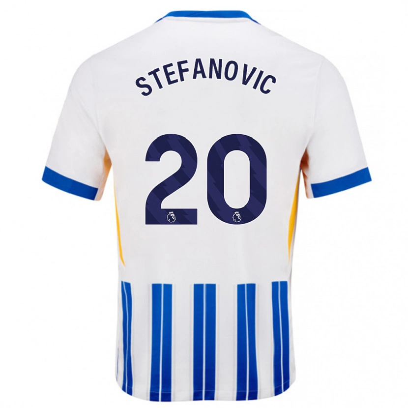 Danxen Dames Dejana Stefanović #20 Wit Blauwe Krijtstrepen Thuisshirt Thuistenue 2024/25 T-Shirt