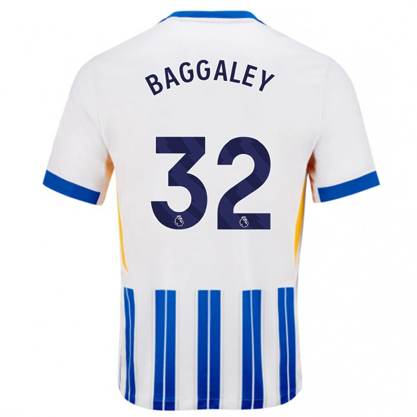 Danxen Dames Sophie Baggaley #32 Wit Blauwe Krijtstrepen Thuisshirt Thuistenue 2024/25 T-Shirt