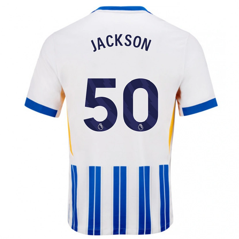 Danxen Dames Ben Jackson #50 Wit Blauwe Krijtstrepen Thuisshirt Thuistenue 2024/25 T-Shirt