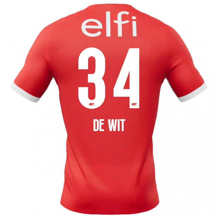 Danxen Dames Mees De Wit #34 Rood Wit Thuisshirt Thuistenue 2024/25 T-Shirt