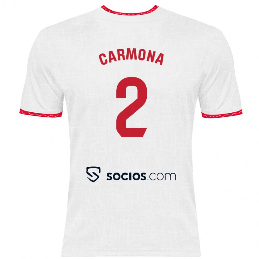 Danxen Dames José Ángel Carmona #2 Wit Rood Thuisshirt Thuistenue 2024/25 T-Shirt
