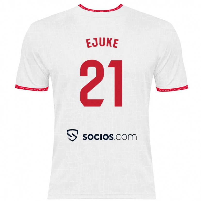 Danxen Dames Chidera Ejuke #21 Wit Rood Thuisshirt Thuistenue 2024/25 T-Shirt