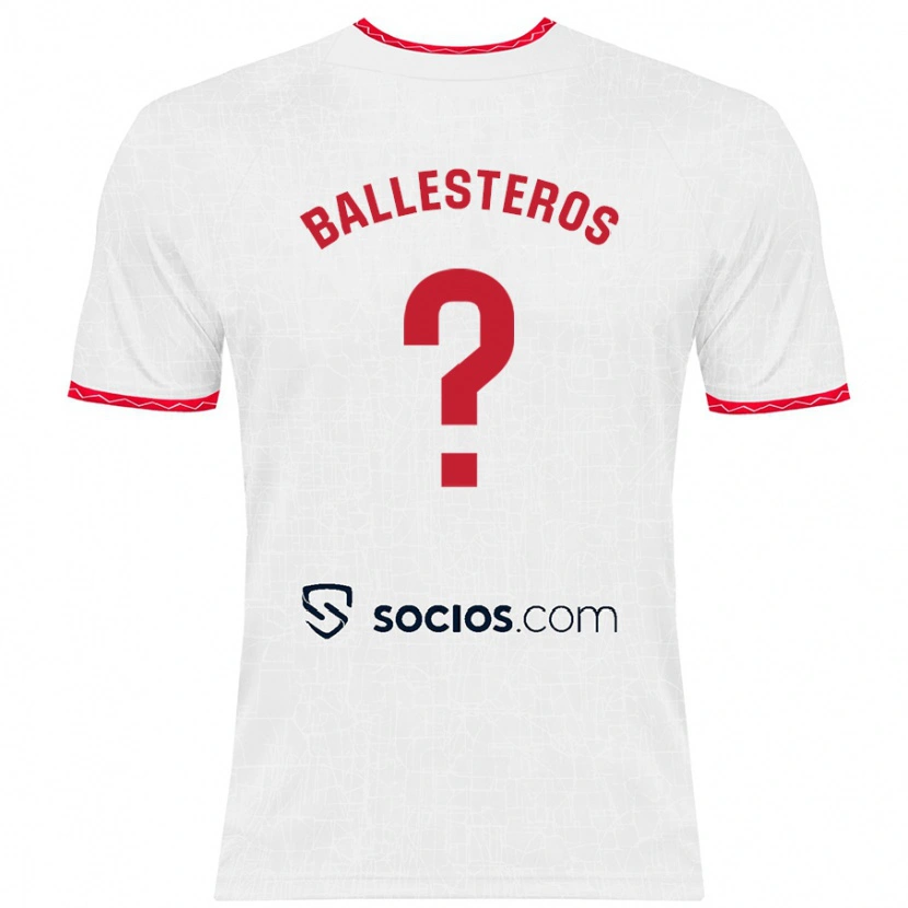 Danxen Dames Gonzalo Ballesteros #0 Wit Rood Thuisshirt Thuistenue 2024/25 T-Shirt