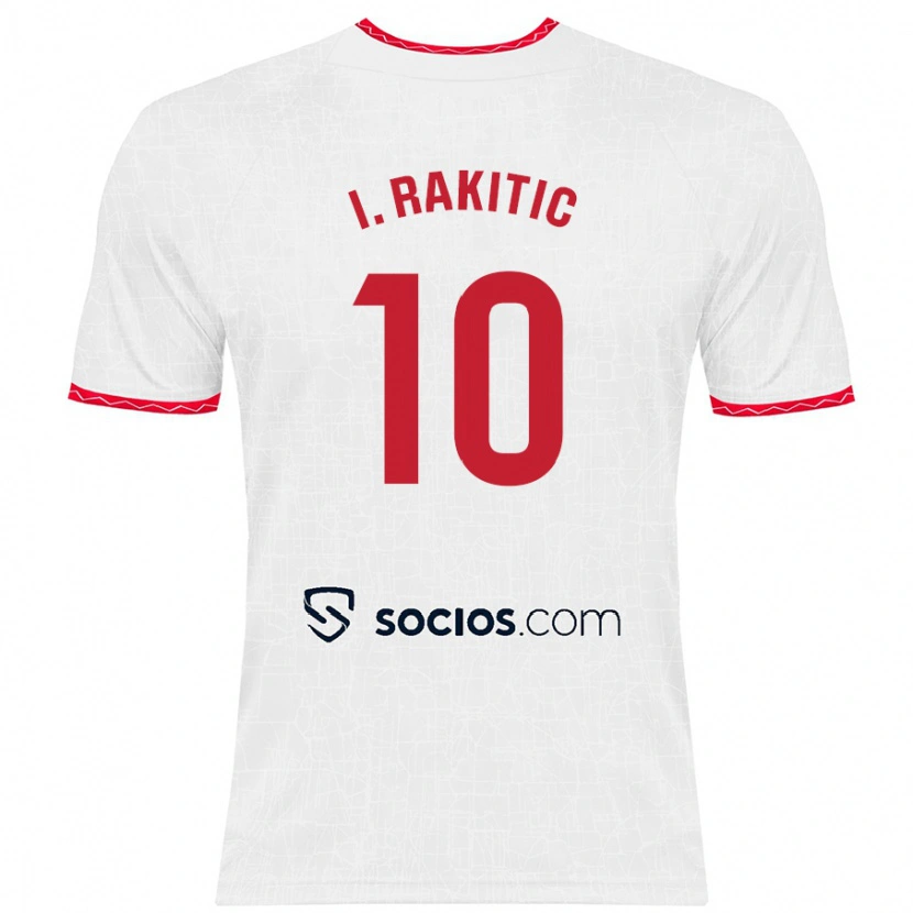 Danxen Dames Ivan Rakitic #10 Wit Rood Thuisshirt Thuistenue 2024/25 T-Shirt