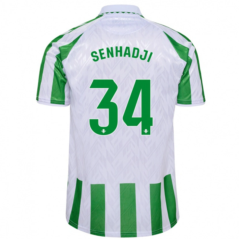 Danxen Dames Yanis Senhadji #34 Groen Witte Strepen Thuisshirt Thuistenue 2024/25 T-Shirt