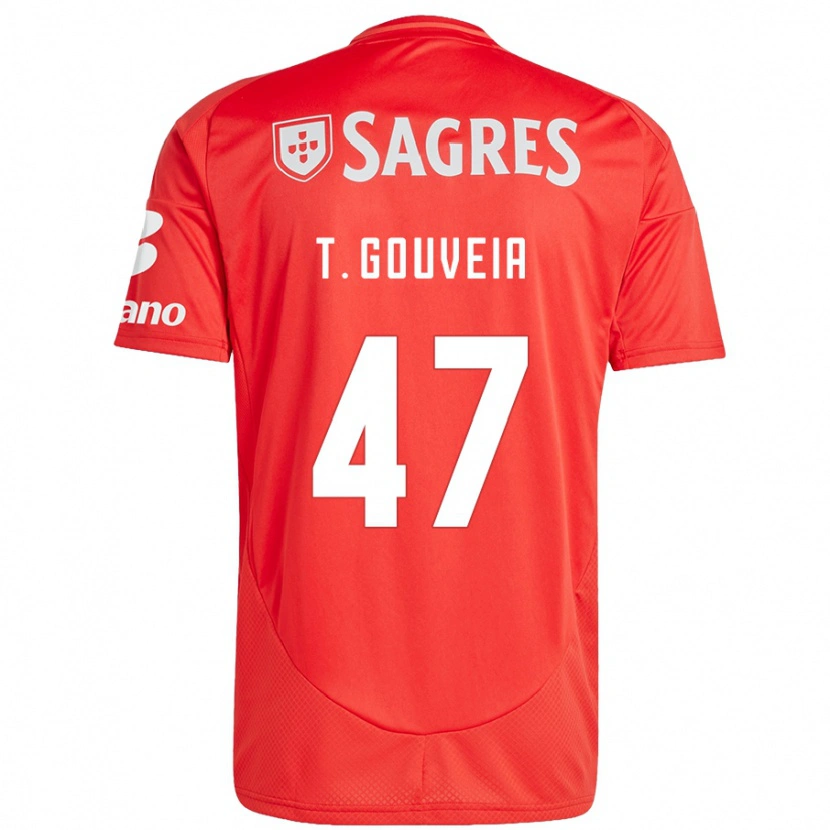 Danxen Dames Tiago Gouveia #47 Rood Wit Thuisshirt Thuistenue 2024/25 T-Shirt