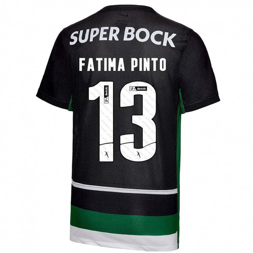 Danxen Dames Fátima Alexandra Figueira Pinto #13 Zwart Wit Groen Thuisshirt Thuistenue 2024/25 T-Shirt