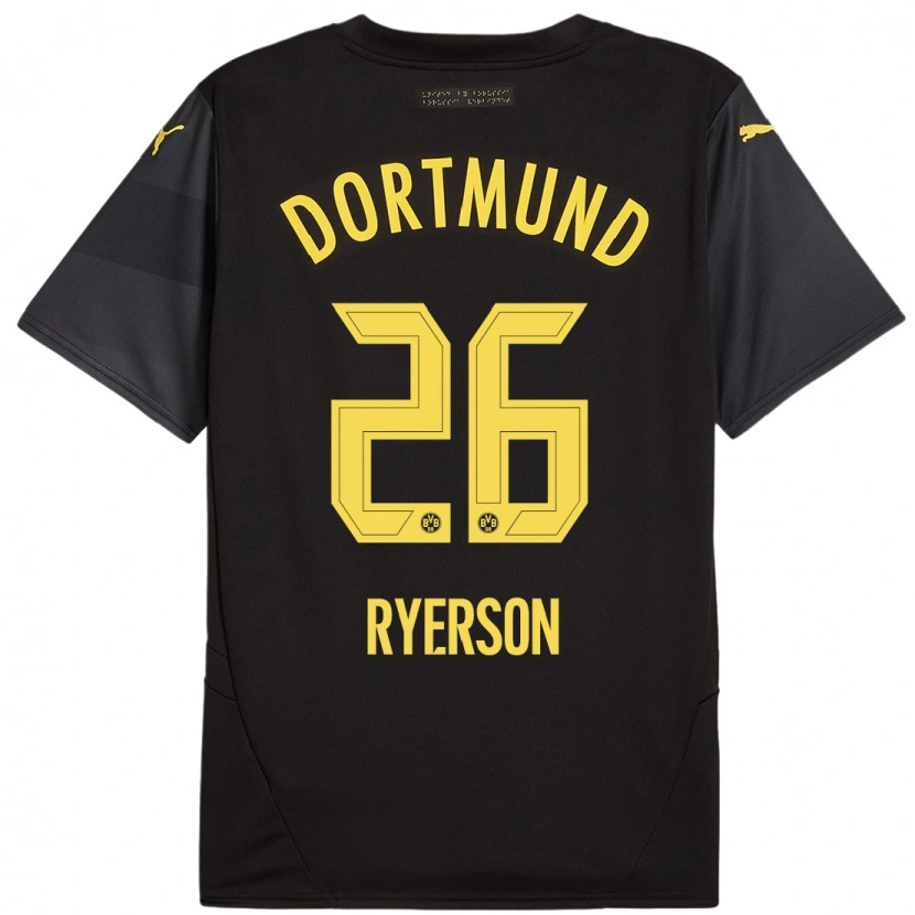 Danxen Dames Julian Ryerson #26 Zwart Geel Uitshirt Uittenue 2024/25 T-Shirt