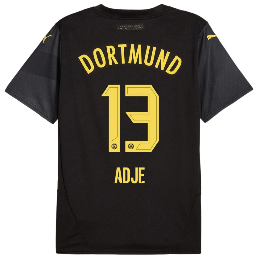 Danxen Dames Miguel Adje #13 Zwart Geel Uitshirt Uittenue 2024/25 T-Shirt