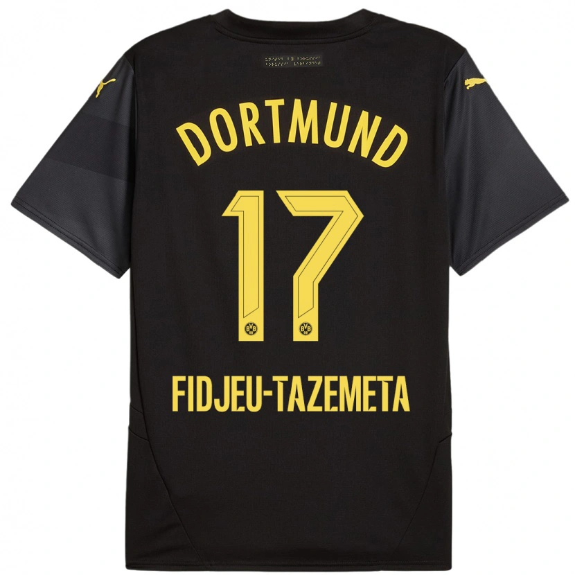 Danxen Dames Thierry Fidjeu-Tazemeta #17 Zwart Geel Uitshirt Uittenue 2024/25 T-Shirt