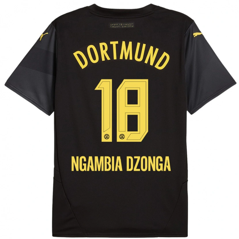 Danxen Dames Diego Ngambia #18 Zwart Geel Uitshirt Uittenue 2024/25 T-Shirt