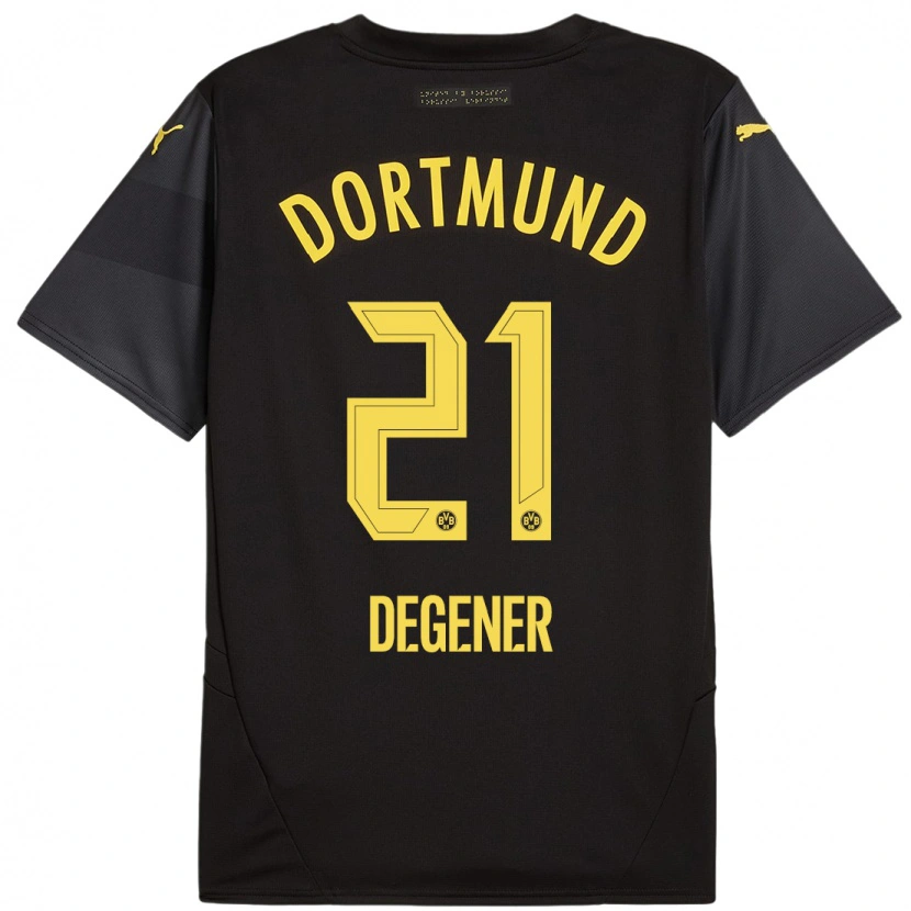 Danxen Dames Tim Degener #21 Zwart Geel Uitshirt Uittenue 2024/25 T-Shirt