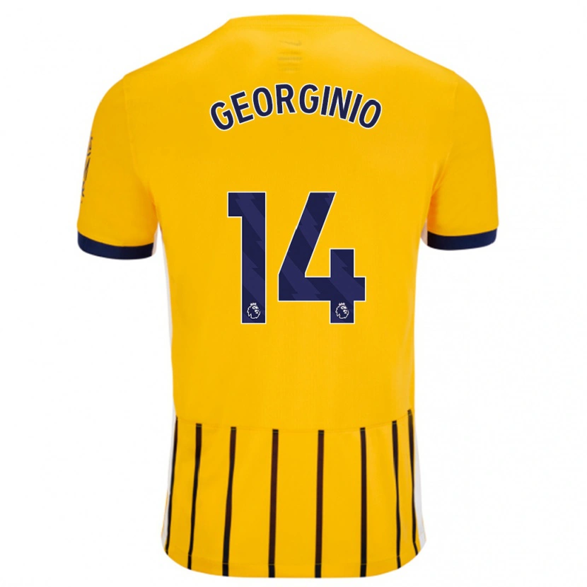 Danxen Dames Georginio Rutter #14 Goud Blauw Krijtstrepen Uitshirt Uittenue 2024/25 T-Shirt