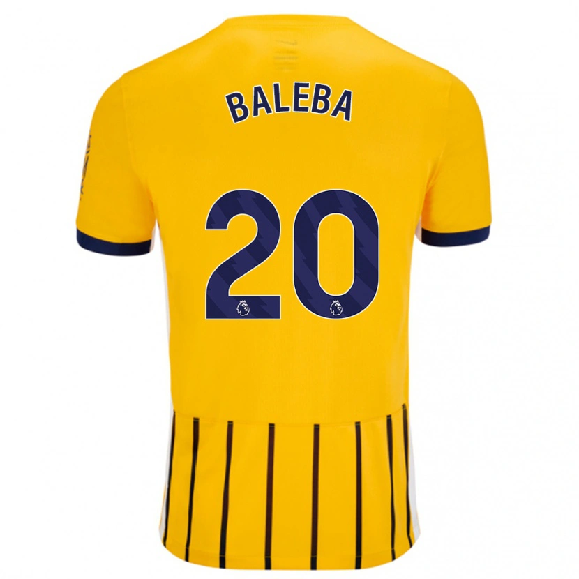 Danxen Dames Carlos Baleba #20 Goud Blauw Krijtstrepen Uitshirt Uittenue 2024/25 T-Shirt