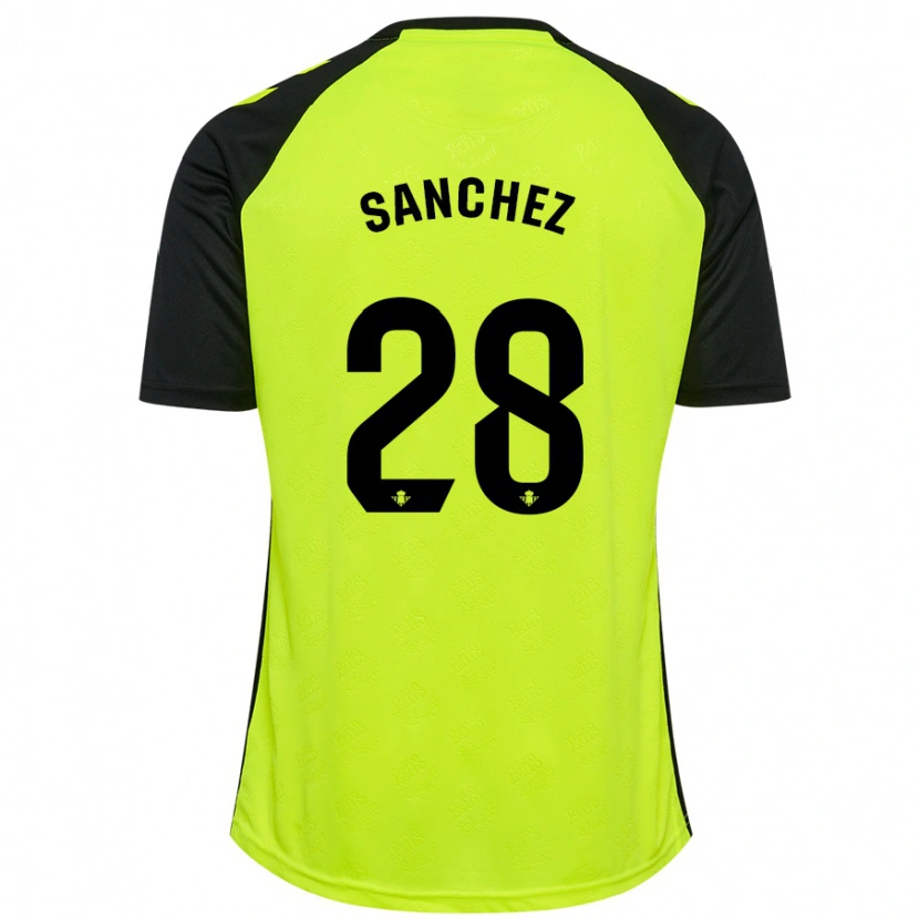 Danxen Dames Marina Sánchez #28 Fluorescerend Geel Zwart Uitshirt Uittenue 2024/25 T-Shirt