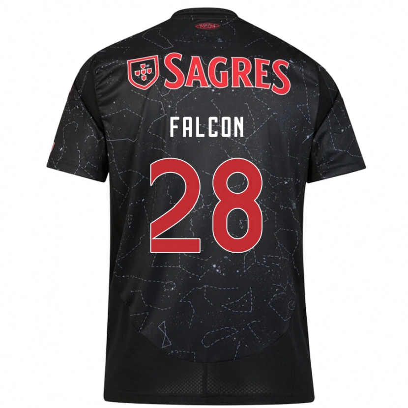 Danxen Dames Andrea Falcón #28 Zwart Rood Uitshirt Uittenue 2024/25 T-Shirt