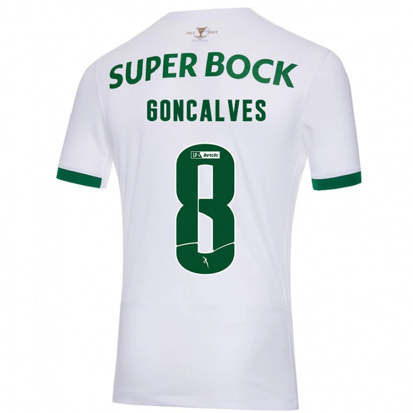 Danxen Dames Pedro Gonçalves #8 Wit Groen Uitshirt Uittenue 2024/25 T-Shirt