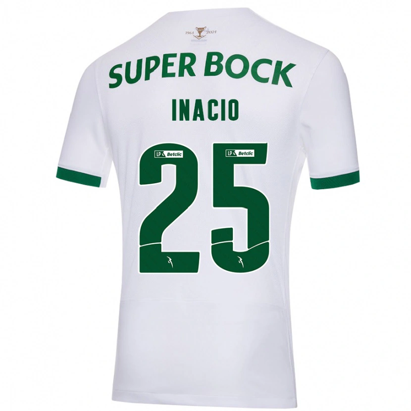 Danxen Dames Gonçalo Inácio #25 Wit Groen Uitshirt Uittenue 2024/25 T-Shirt