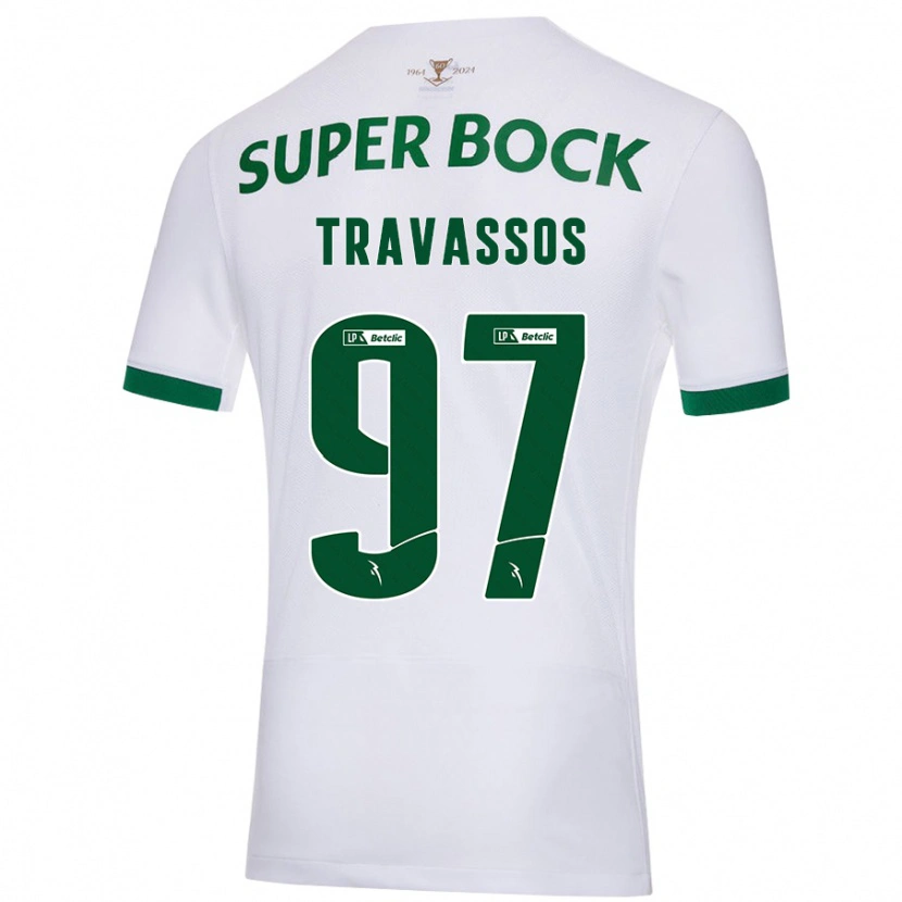 Danxen Dames Travassos #97 Wit Groen Uitshirt Uittenue 2024/25 T-Shirt